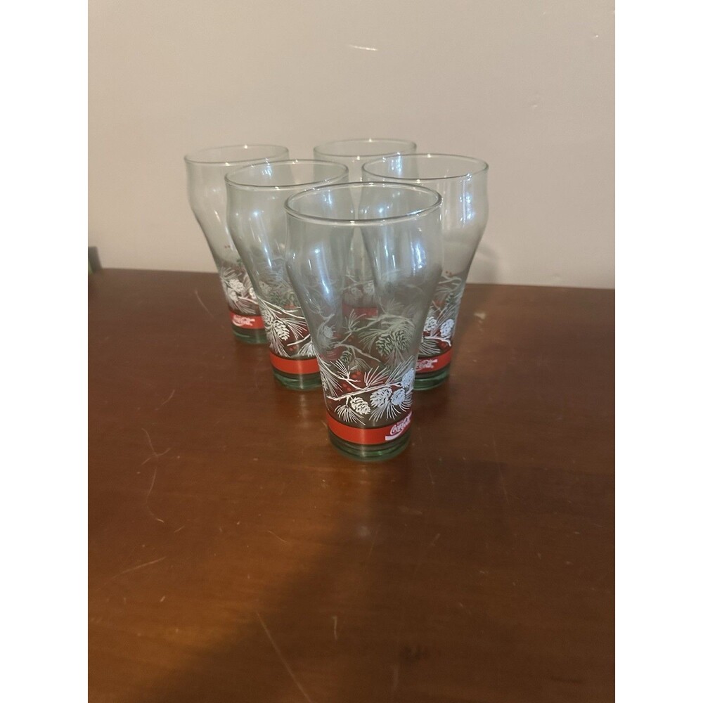 Set of 5 Coca-Cola Holiday pint glasses Coke Pine Cones